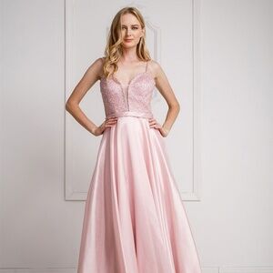 PINK PROM EVENING OPEN BACK DRESS SIZE 4-14 AC2016